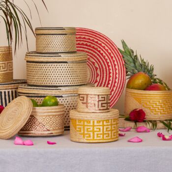 Woven Natural Straw Yellow Baskets, 9 of 9
