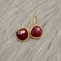 Dyed Red Ruby Sterling Silver Dangle Drop Earrings, thumbnail 2 of 8