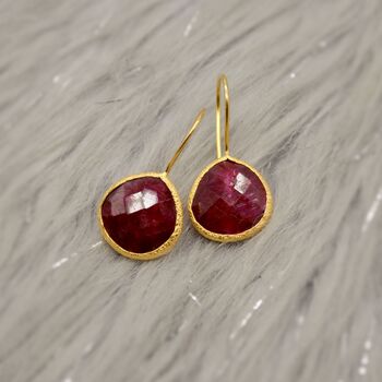 Dyed Red Ruby Sterling Silver Dangle Drop Earrings, 2 of 8