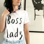 Boss Lady T Shirt In White Or Bright Pink, thumbnail 2 of 9