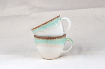 Green Set Of Two Porcelain Tea Cup With Saucer, 5 of 8