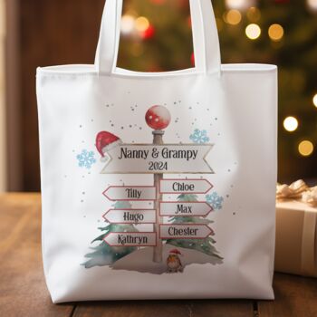 Personalised Christmas North Pole Family Tote Gift Bag, 5 of 8