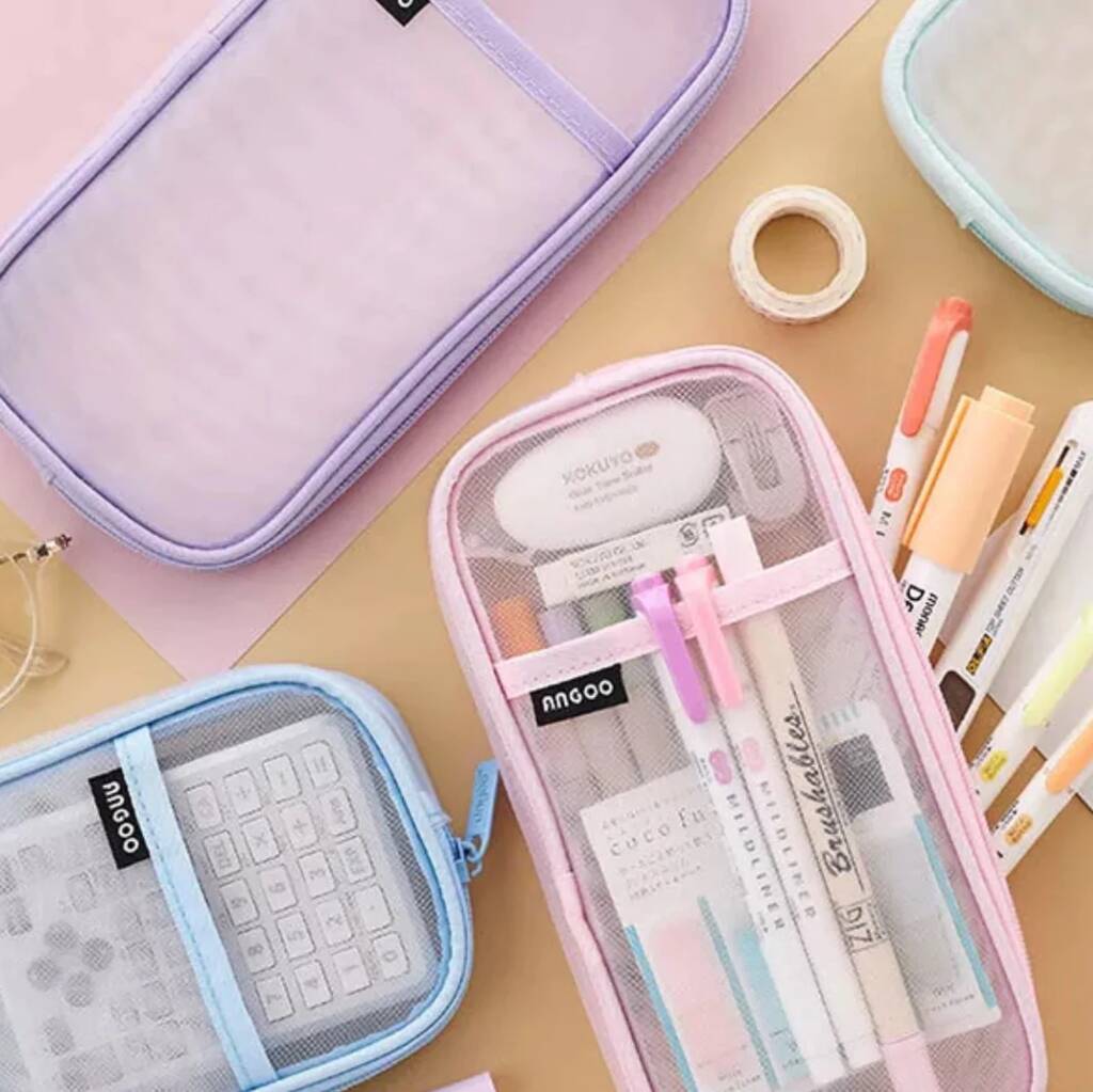 Mesh Clear Student Pencil Case, 1 of 5