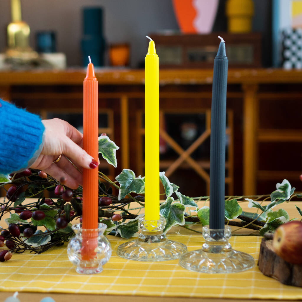 Colourful Ripple Dinner Candles Set Of Five By Rock On Ruby