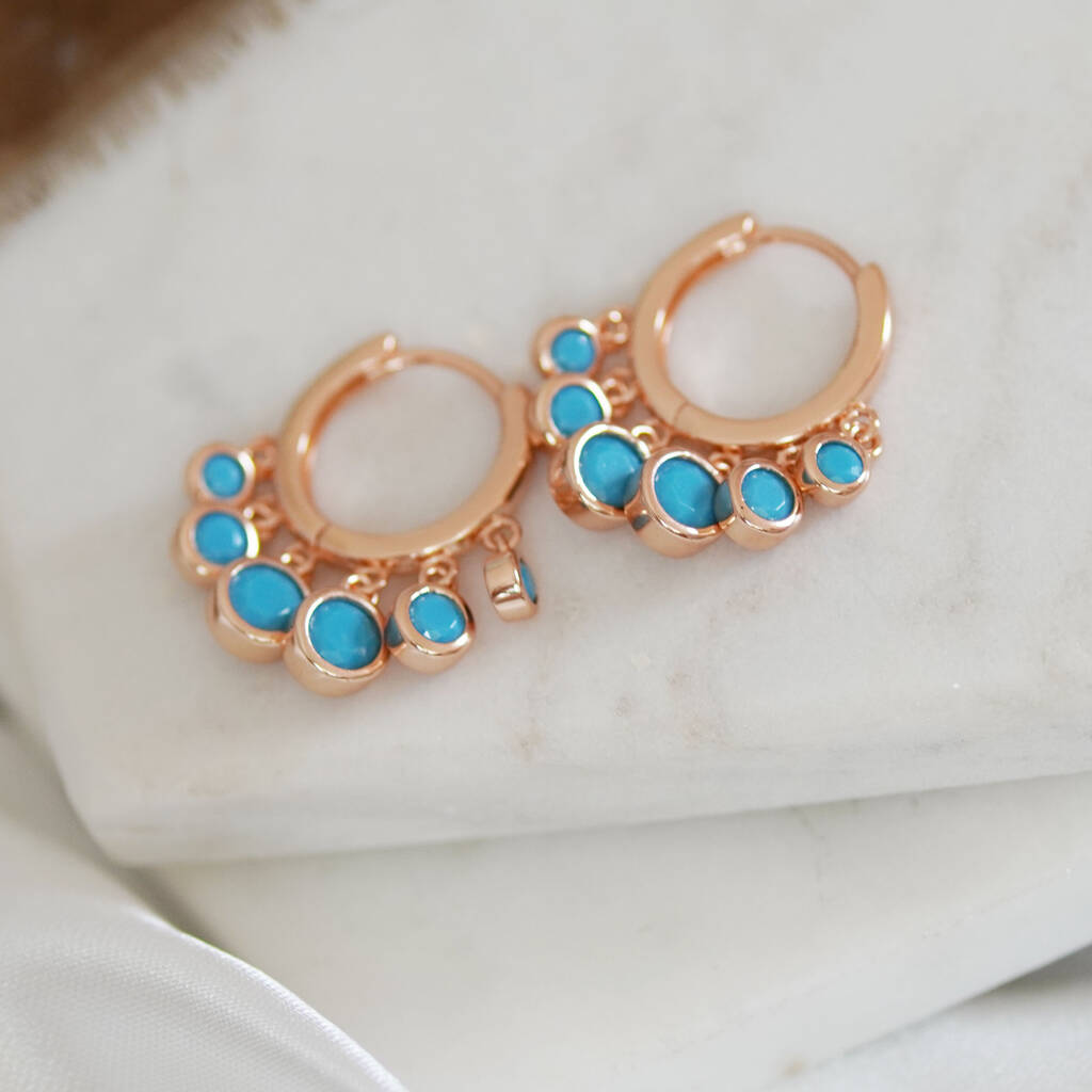 Turquoise Drop Hoop Earrings By Junk Jewels Notonthehighstreet Com