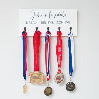 Personalised Medal Display Holder Solid Wood, 2 of 5
