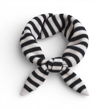 Personalised Charcoal And Soft White Stripe Triangle Scarf, 2 of 3