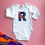 Personalised African Print Letter Baby Bodysuit Sleeves, thumbnail 1 of 5