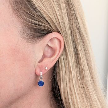 The Circle Lapis Lazuli Earrings, Silver, 2 of 6
