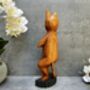 32cm Handcarved One Leg Yoga Cat Wooden Ornament Gift, thumbnail 5 of 12