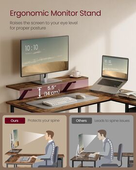 L Shaped Computer Desk With Two Drawers Monitor Stand, 8 of 12