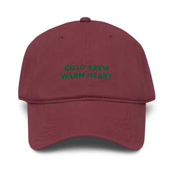 Gustatory Cold Brew Warm Heart. Cotton Embroidered Cap, 9 of 12