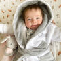 Personalised White And Grey Baby Dressing Gown, thumbnail 4 of 10