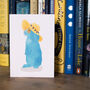 Hand Drawn Blue Rabbit Illustrated Blank Greeting Card, thumbnail 2 of 12