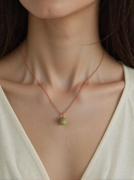 Moss Green Small Olive Acorn Necklace, 3 of 8