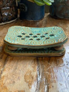 Handmade Ceramic Soap Dish With Matching Tray, 7 of 12