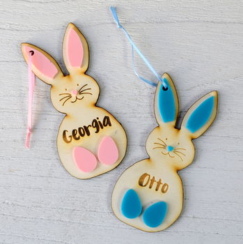 Personalised Wooden Easter Bunny Decoration, 2 of 2