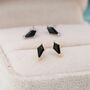 Sterling Silver Extra Tiny Black Cz Rhombus Stud Earrings, thumbnail 4 of 12