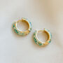 Floral Enamel Chunky Hoop Earrings Mint, thumbnail 3 of 3