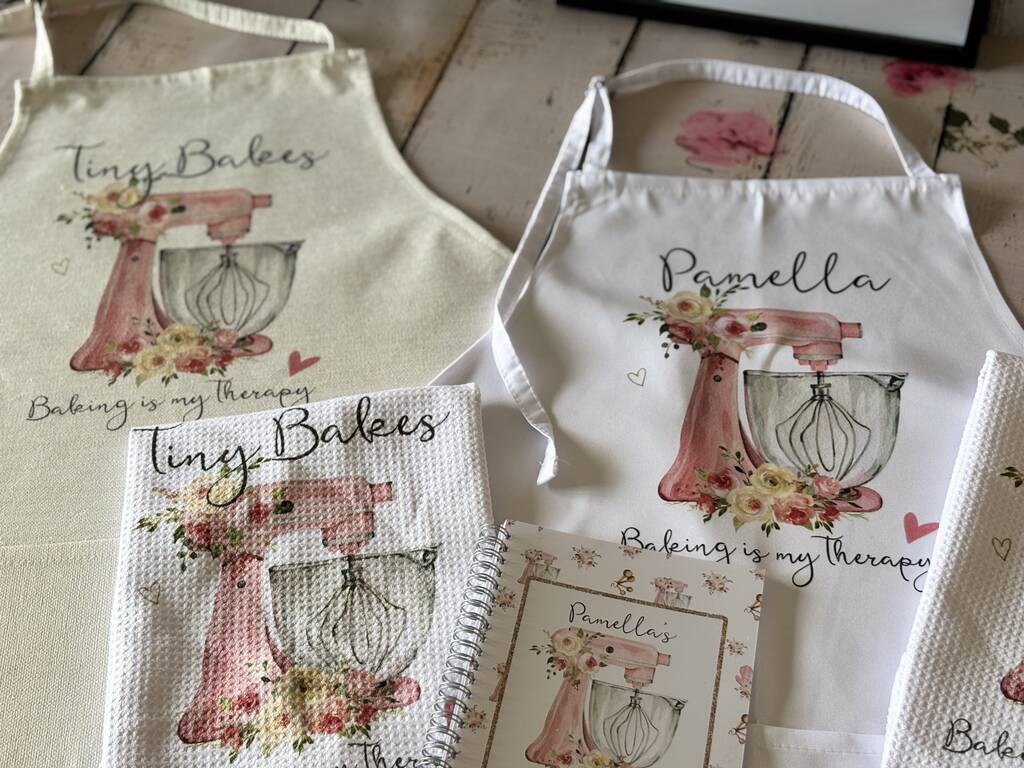 Personalised Apron, Watercolor Pink Baking Gift, 1 of 12