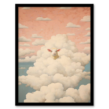 Head In The Clouds Sheep Fun Blue Pink Wall Art Print, 5 of 6