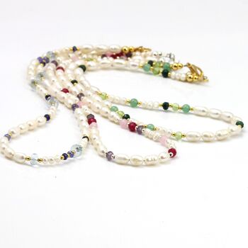 Simple Pearl And Gemstone Beaded Necklace, 9 of 12