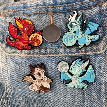 Set Of Four Elemental Dragon Enamel Pins, 5 of 5