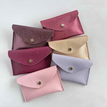 Pink Leather Coin And Card Envelope Purse, 8 of 8