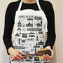 Liverpool Illustrated Black And White Apron, thumbnail 5 of 9