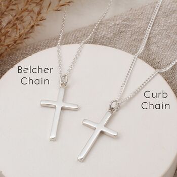 Men's Sterling Silver Cross And Chain, 2 of 5