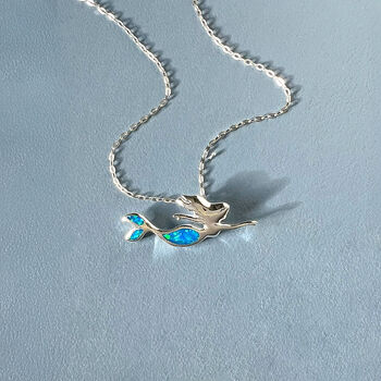 Sterling Silver Opal Mermaid Necklace, 2 of 7