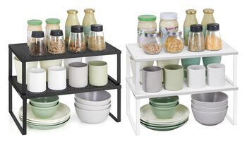 Spice Rack Set Stackable Cupboard Shelves, 7 of 7