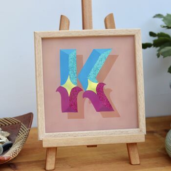 Reverse Glass Gold And Glitter Circus Style Letter K, 2 of 6