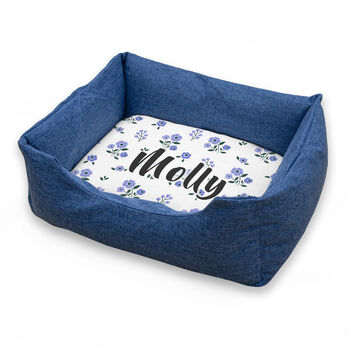 Personalised Luxury Blue Comfort Dog Bed, 10 of 12
