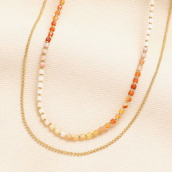 Ombre Beaded Double Layer Necklace In Gold Plating, 2 of 5