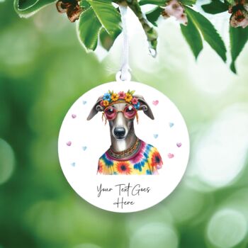 Personalised Whippet Hippie Dog Decoration, 2 of 2