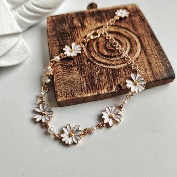 Adjustable Indie Boho Daisy Sun Flower Charms Bracelet, 5 of 5