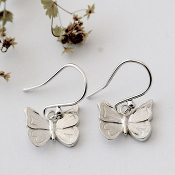 Butterfly Earrings In Sterling Silver, 2 of 8