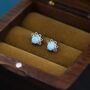 Sterling Silver Blue Opal Crown Stud Earrings, thumbnail 11 of 12