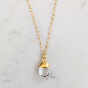 April Birthstone Necklace, Clear Quartz, Gold Plated, 2 of 5