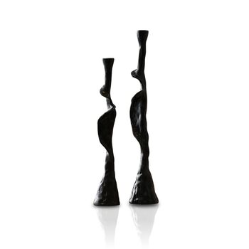 Handmade Black Brass Spiral Candle Holder Set, 5 of 12
