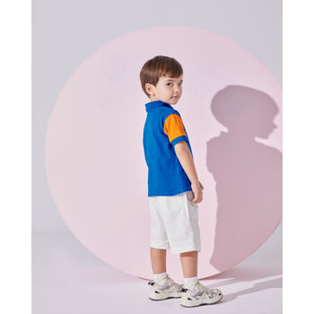 Enzo Boys Cotton Polo T Shirt – Blue And Orange, 3 of 3