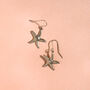 Silver Tone Starfish Drop Earrings, thumbnail 2 of 2
