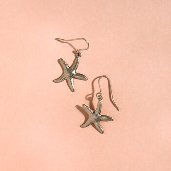 Silver Tone Starfish Drop Earrings, 2 of 2