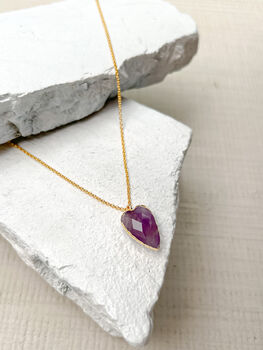 Amethyst Heart Necklace Real 18k Gold Plated, 3 of 3