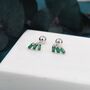 Sterling Silver Emerald Green Baguette Trio Cz Screw Back Earrings, thumbnail 1 of 12