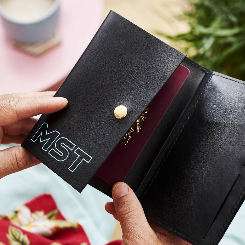 Luxe Leather Passport Holder With Bold Initials By Vida Vida