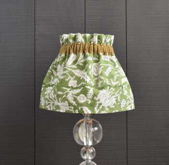 Dolly Green Scrunchie Lampshade With A Velvet Trim, 3 of 5