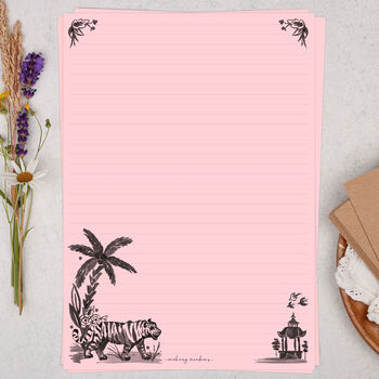 A4 Pink Letter Writing Paper With Tropical Tiger Design, 3 of 4