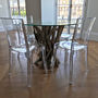Four Seater Driftwood Round Dining Table With Glass Top, thumbnail 2 of 11